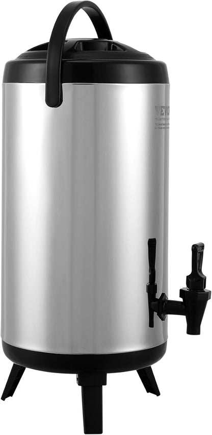 VEVOR Stainless Steel Insulated Beverage Dispenser, 2.4 Gallon 9.2 Liter, Thermal Hot and Cold Drink Server Dispenser with Spigot Handle, Food-grade for Hot Tea Coffee Water Restaurant Drink Shop - Image 9