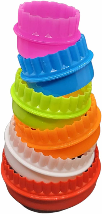 Handy Housewares 6pc Scalloped Biscuit/Cookie Dough Cutter Set, Round & Flower Edged, Dishwasher Safe, Plastic (3 Sets)
