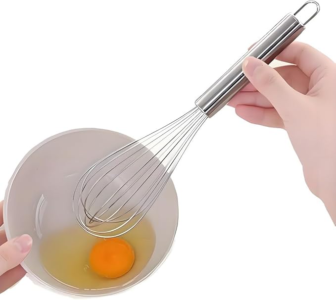 10 inch Stainless Steel Whisk, 5 inches for mixing small amounts of liquids, milkshakes, coffee, juice, etc. 2-piece set (buy 10 inches and get 5 inches as a gift) silver - Image 5