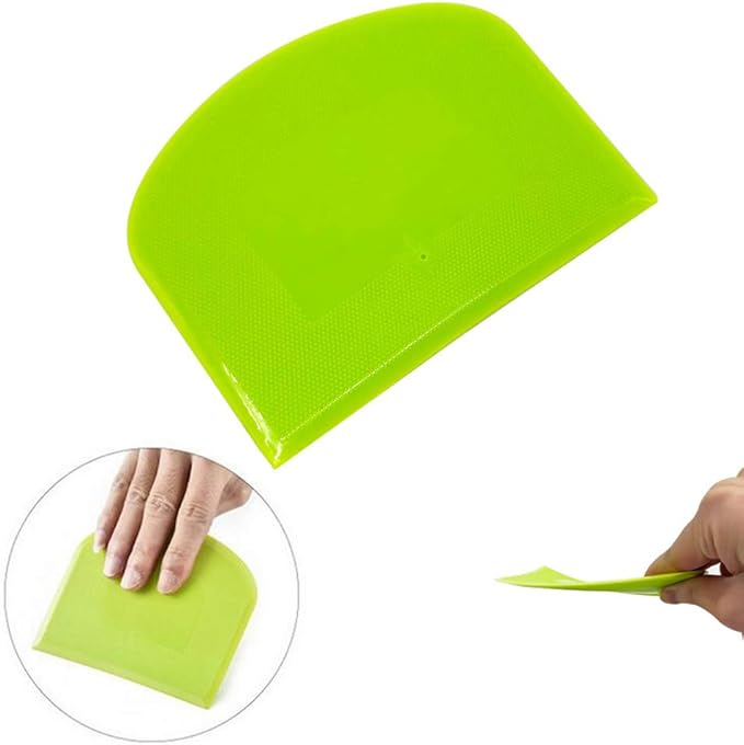 2 Pieces Dough Scraper Bowl Scraper Food-safe Plastic Dough Cutter Flexible Plastic Scraper Practical Bench Scraper Multipurpose Food Scrappers for Bread Dough Cake Fondant Icing, White, Green - Image 4