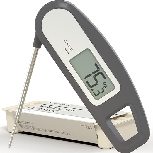 Lavatools Javelin® Ultra-Fast 3-Second Digital Instant Read Meat Thermometer for Grill and Cooking, 2.75" Probe, Compact Foldable Design, Large Display, IP65 Water Resistant, NSF Certified – Sesame by Lavatools