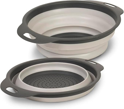 Glad Collapsible Colander Strainer - 2L | Small Pasta Drainer for Kitchen, Vegetables, and Fruit | Round Plastic Foldable Draining Basket for Easy Storage by GladTrashFoodStorage