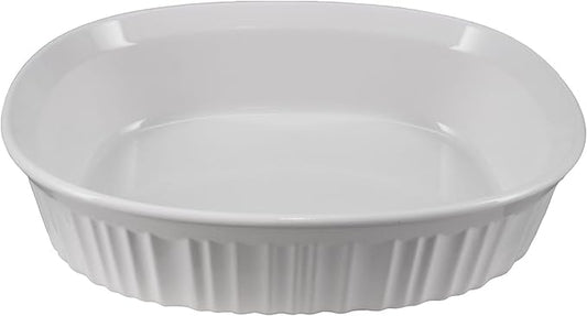 CorningWare FS12 1.5qt/1.4L French White Oval Ceramic Casserole Bakeware Dish by CorningWare