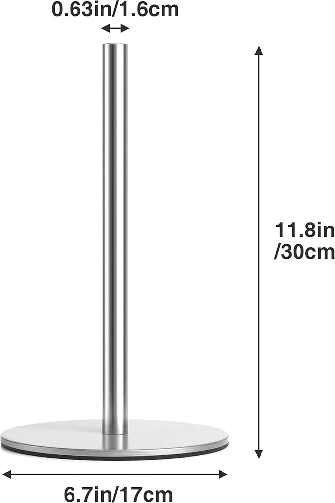 Silver Paper Towel Holder Free-Standing, Premium Stainless Steel Paper Rolls Organizer, Classic Fashion Kitchen Roll Dispenser - Image 6