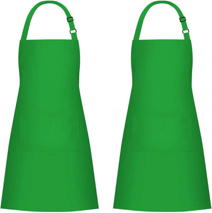 Jubatus 2 Pack Bib Aprons with 2 Pockets Cooking Chef Kitchen Apron for Women Men, Green by Jubatus