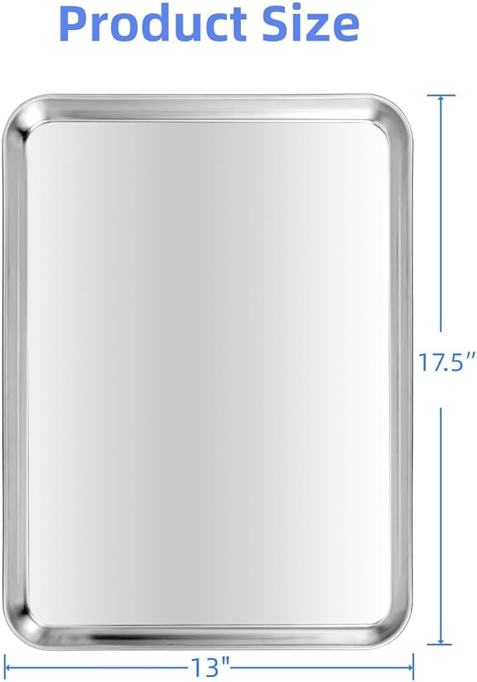 Stainless Steel Baking Sheet Set of 2, Cookie Sheet Baking Sheet Pan (17.5'' x 13'' x 1.1”, 2 Pack) - Image 3