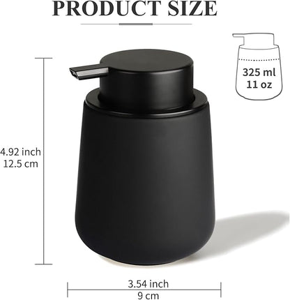 Bosilunlife Ceramic Foaming Soap Dispenser - 12Oz Bathroom Countertop Kitchen Dish Soap Pump Dispenser Foam Soap Dispenser - Rubber Paint Black