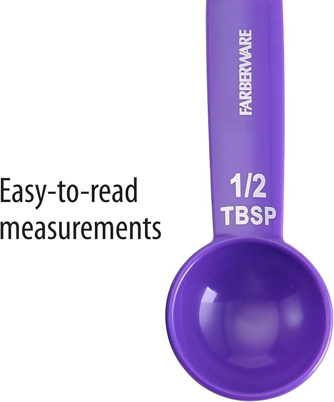Farberware Set of 5 Measuring Spoons, Perfect for Measuring Both Wet and Dry Indgredients, Includes Detachable Ring for Optimal Storage and Organization, Dishwasher Safe, Assorted - Image 4