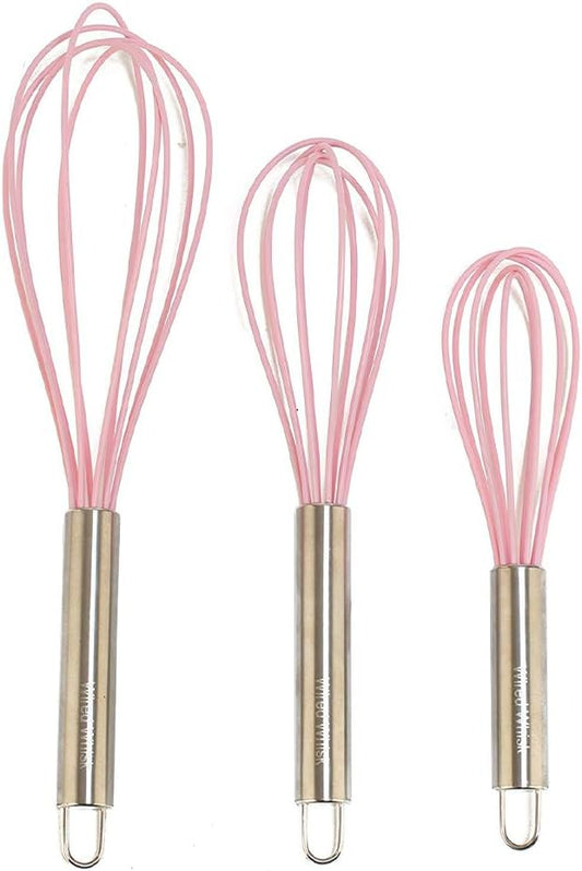 Silicone Whisk Set - Non-Scratch - Pink by Wired+Whisk