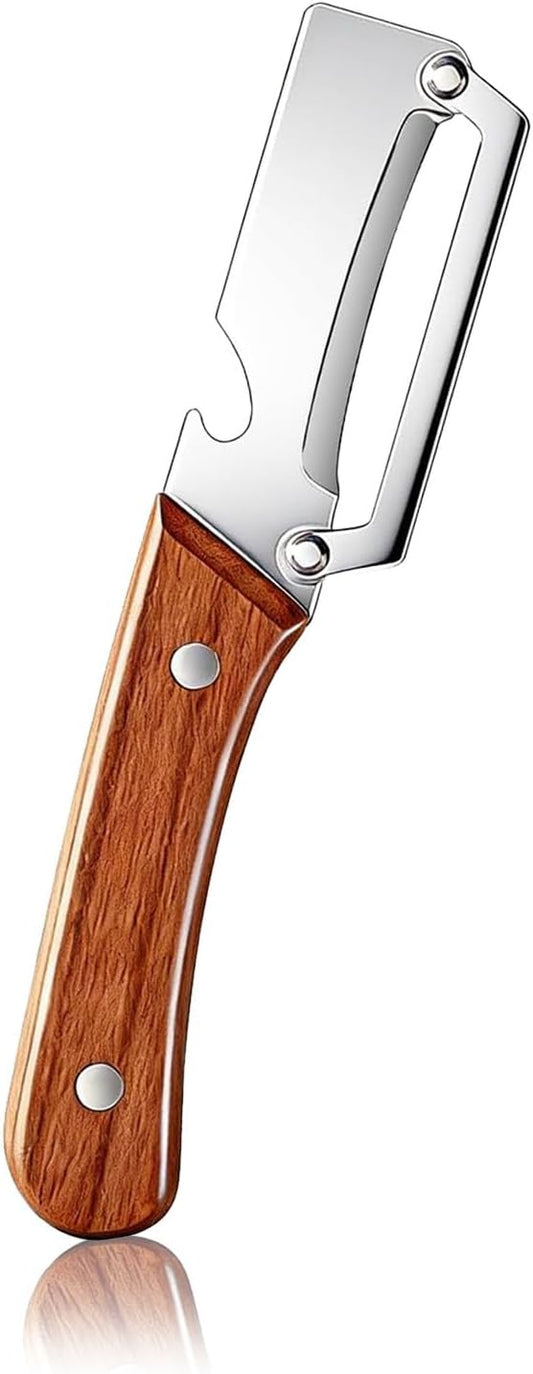 Multi Functional Vegetable Peeler for Kitchen, with Bottle Opener and Wooden Handle, 2-in-1 Stainless Steel Kitchen Tool for Fruit Potato Pumpkin(1P- 2 in 1) by Unknown