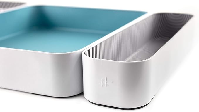 Three by Three Seattle 12 Piece Metal Organizer Tray Set for Storing Makeup, Stationery, Utensils, and More in Office Desk, Kitchen and Bathroom Drawers (2 Inch, Assorted Colors, Stripes) - Image 9