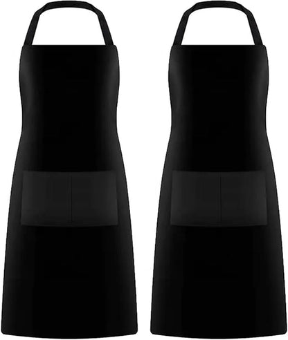 GREEN LIFESTYLE 2 Pack Chef Apron with Pockets – Grilling Aprons for Men, Waterproof Cooking Apron for BBQ, Work or Restaurant Use, Kitchen Aprons for Women with Pockets – Black by GreenLifeStyle
