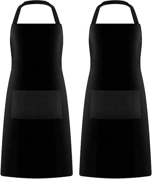 GREEN LIFESTYLE 2 Pack Chef Apron with Pockets – Grilling Aprons for Men, Waterproof Cooking Apron for BBQ, Work or Restaurant Use, Kitchen Aprons for Women with Pockets – Black by GreenLifeStyle