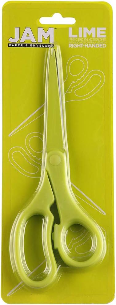 JAM PAPER Multi-Purpose Precision Scissors - 8 Inch - Neon Lime Green - Ergonomic Handle & Stainless Steel Blades - Sold Individually - Image 4