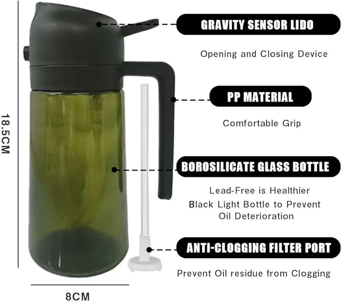 Kitchen Maiden 2 in 1 Oil Dispenser, New Kitchenmaiden 2 In 1 Oil Sprayer for Cooking，Olive Oil Dispenser Bottle Spray And Pour for Air Fryer, Salad, Frying, BBQ - Image 2