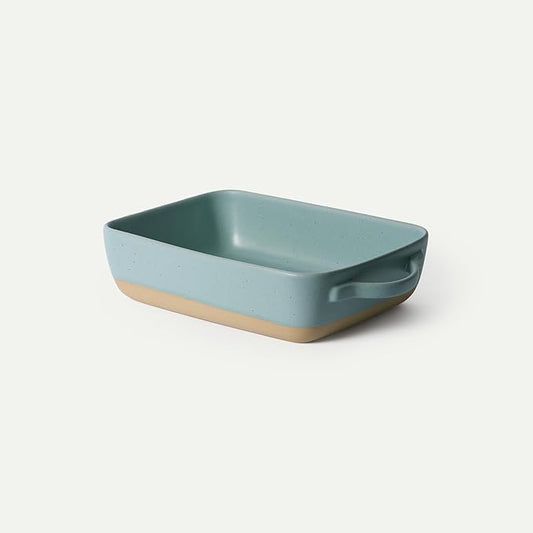 Mora Ceramic Baking Dish with Handles For Casserole, Lasagna, Gratin, Broiling, Roasting, and Baking. Large 9x13 in Pan, Extra Deep - Porcelain Serving Bakeware from Oven to Table. Freezer Safe - Iris by MORA