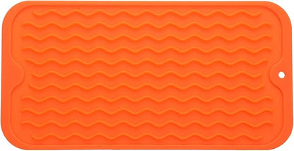 MicoYang Silicone Dish Drying Mat for Multiple Usage,Easy clean,Eco-friendly,Heat-resistant Silicone Mat for Kitchen Counter or Sink,Refrigerator or Drawer Liner Orange S 12 inches x 6 inches by MicoYang
