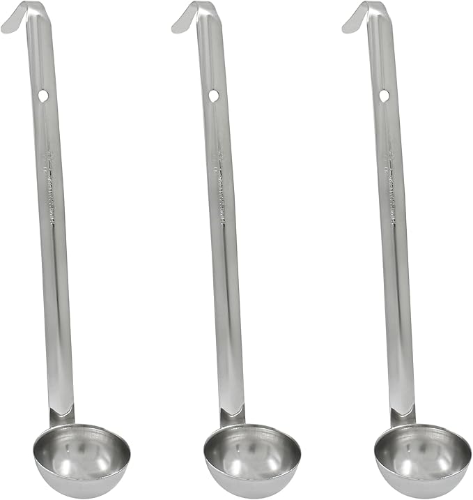 Piutouyar 3 Pcs 1 oz Soup Ladle Set, Stainless Steel Ladle with Long Hooked Handles Kitchen Cooking Serving Ladle Accessories for Cooking Soup Sauce Stews by Piutouyar