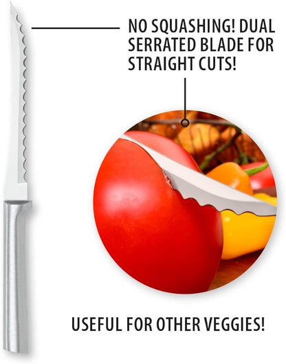Rada Cutlery Tomato Slicer Knife (R126), 5" Stainless Steel Serrated Blade, Silver Handle, Pack of 2