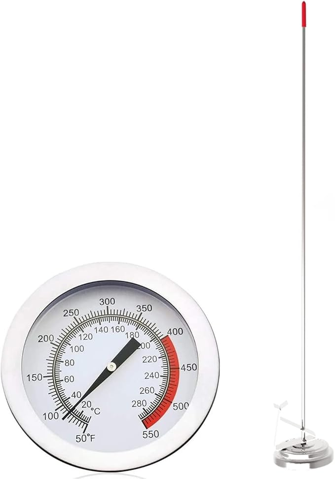 Lightbeam 16" Long Stem Deep Fry Thermometer with Pot Clip, Instant Read 2" Dial Meat BBQ Turkey Thermometer Candy Thermometer for Deep Fry, Turkey, Grill, Candy & Coffee etc