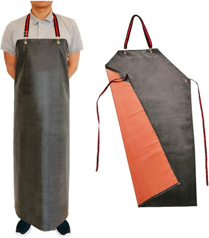 TonLing Thick Rubber Apron, 47.2 x 33.5 Inch Waterproof, Long Chemical Resistant, Adjustable for Dishwashing, Cleaning Fish, Gardening, Lab Work, Butcher and Dog Grooming, Grey - Image 2