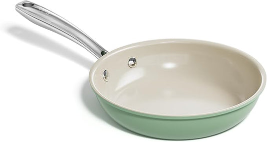 Redchef Ceramic Non Stick Egg Pans, Nonstick Frying Pan Skillet, 8 inch Cooking Pan Non Toxic with Stay Cool Handle for Induction, PTFE & PFAS & PFOA Free, Dishwasher/Oven Safe (Green) by Redchef
