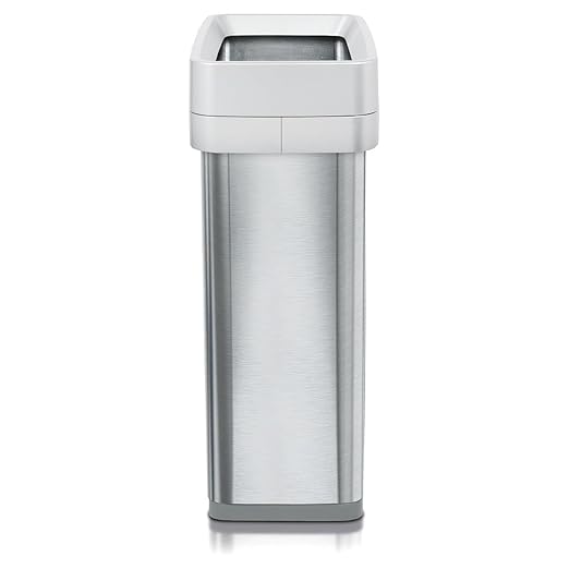 Clorox 13 Gallon Trash Can - 50L Slim Open Top Garbage Bin for Commercial Spaces, Kitchen, Office - Narrow Rectangular Stainless Steel Body with Hinged Rim Protection - Image 2