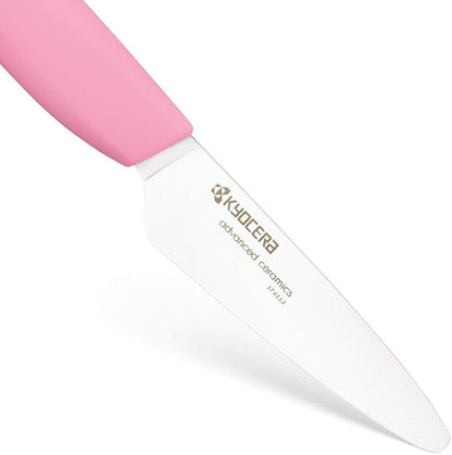 Kyocera Revolution Series 3-inch Ceramic Paring Knife, Pink Handle, White Blade