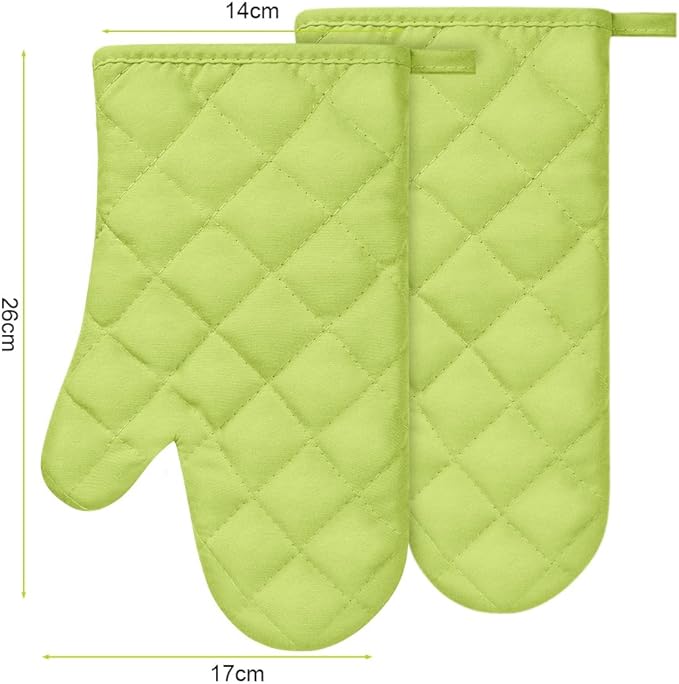 AUAUY Green Oven Mitts, 1 Pair Kitchen Mittens, 392°F Heat Resistant Oven Gloves Non-Slip Kitchen Gloves for Oven, BBQ Gloves-Oven Mitts Infill Cotton Cooking Gloves for Oven Grilling Cooking Baking - Image 8