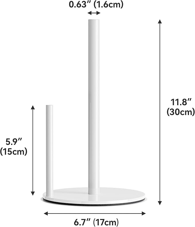 Paper Towel Holder Countertop, Stainless Steel, White, for Kitchen, Pantry, RV - Image 5