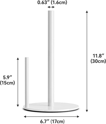 Paper Towel Holder Countertop, Stainless Steel, White, for Kitchen, Pantry, RV - Image 5