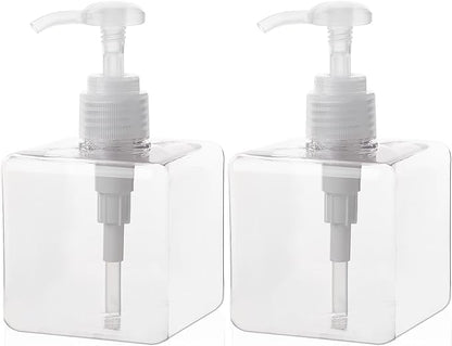 Pump Bottle, Refillable Plastic Empty Lotion Soap Dispenser Liquid Container for Bathroom Shampoo and Body Wash, 8.5oz/250ml Clear 2 Pack
