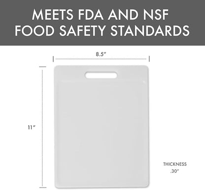 Dexas NSF Certified Polysafe Cutting Board with Handle, 8.5 x 11 Inches, Reversible Kitchen Cutting Board, White