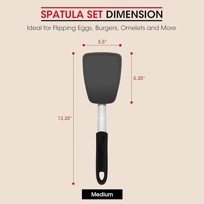 Unicook Flexible Silicone Spatula, 600°F Heat Resistant Silicone Turner for Nonstick Cookware, Essential Kitchen Cooking Utensil, Ideal for Flipping Eggs, Pancake, Burgers, Crepes and More, Medium - Image 7