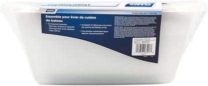 Camco 43517 White Sink Kit with Dish Drainer, Dish Pan and Sink Mat,Pack of 1