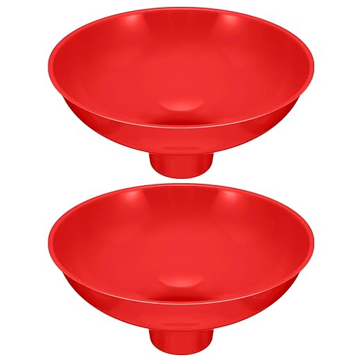 Vesici 2 Pack Extra Large Wide Mouth Funnel Red 2.5" x 10" Multi Purpose Filling Funnel Plastic Reusable for Water Softener Resin Tanks Carbon Media Jar Filling Use