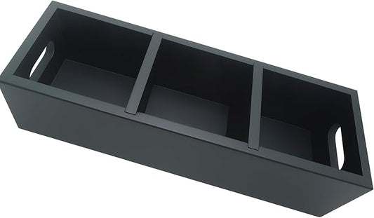 Moldie Black Wood Tea and Sugar Pack Organizers, Wooden Box with 3 Slots, Kitchen and Office Storage Organizers for Countertop