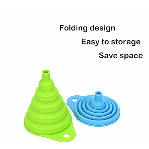 Set of 4 Silicone Collapsible Kitchen Funnel - X-Small to Large Sizes for Easy Liquid Transfer Food Grade Silicone Collapsible Gadgets (Black)