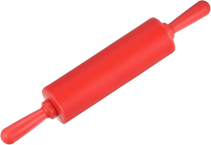 HARFINGTON Silicone Rolling Pins for Baking 12 Inch Non Stick Rolling Pin Small Roller Playdough Rolling Pins for Dough Pizza Pastry Fondant Kitchen, Red