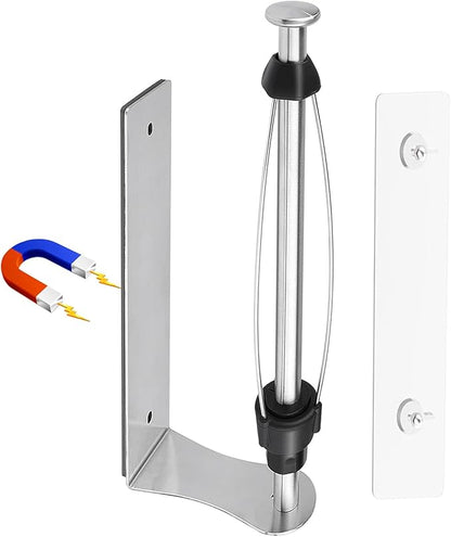 MONEER Magnetic Paper Towel Holder for Frige, One-Hand Operable Paper Towel Holder, Self-Adhesive, No Drill Magnet Paper Towel Holder for Kitchen, Refrigerator, RV, Garage (Silver)