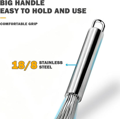 18/10 Stainless Steel Large Whisk Set of 2, 15.5 inch Heavy Duty Long Whisk and 12 inch Whisks, Suitable for Deep Pots or Big Bowl, Mixing, Beating, Blending - Image 6
