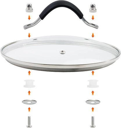 Antrader Glass Lid,7"Tempered Replacement Lid with Silicone Handle for Any Cookware（ID:7.03"-OD:7.56")