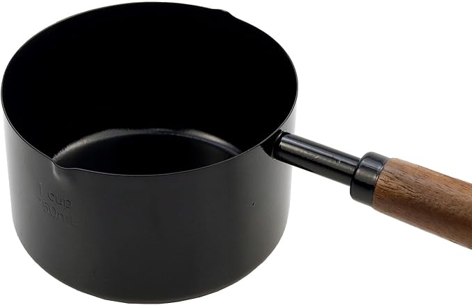 1pcs 1 Cup Measuring Cup with Wooden Handle Stainless Steel Measuring Scoop 250ml Measuring Spoon Black 1 Measuring Cups for Baking Cooking Wet and Dry Ingredients (250ml) - Image 4