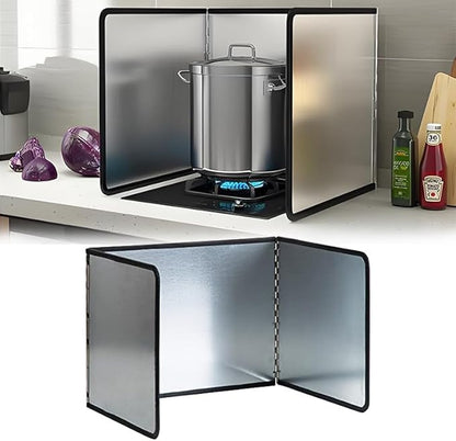 3 Sided Splatter Guard,Foldable Stainless Steel Oil Splatter Screens for Frying,Oil Splash Insulation Board,Nonstick Oil Splatter Guard Stove Insulation Board(L: 15" x W: 11.4" x H: 12") by Tylulikaty