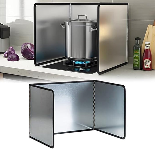 3 Sided Splatter Guard,Foldable Stainless Steel Oil Splatter Screens for Frying,Oil Splash Insulation Board,Nonstick Oil Splatter Guard Stove Insulation Board(L: 15" x W: 11.4" x H: 12") by Tylulikaty