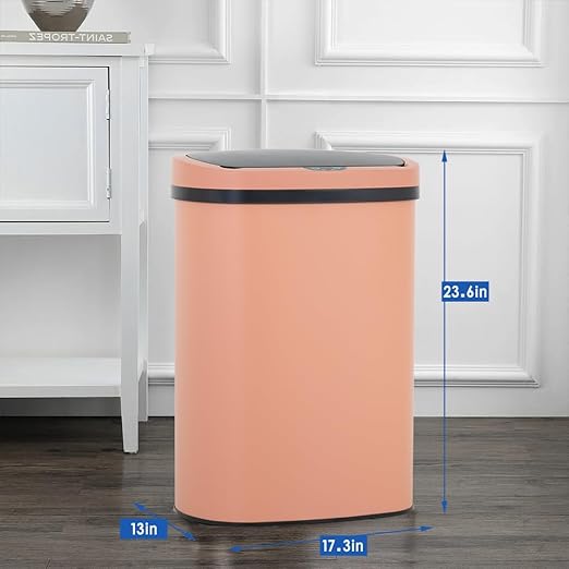 FDW Garbage Can 13 Gallon 50 Liter Kitchen Trash Can for Bathroom Bedroom Home Office Automatic Touch Free High-Capacity with Lid Brushed Stainless Steel Waste Bin - Image 7
