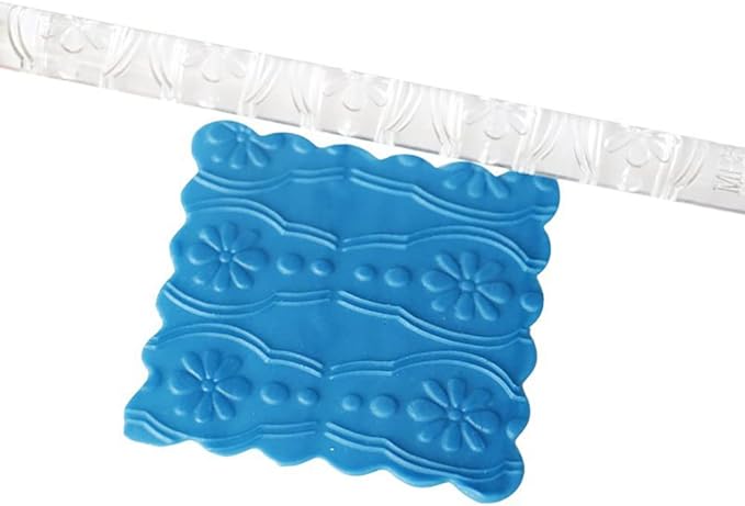 Rengue Acrylic Rolling Pin with 28 Patterns, Compliant Material, Comfortable Grip, 16 X 1 Cm, Lightweight for Dough and Pastry Acrylic Rolling Pin with 28 Patterns, Nan Kitchen (#8)