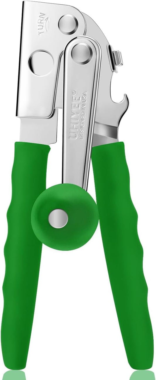 Commercial Can Opener, UHIYEE Hand Crank Can Opener Manual Heavy Duty with Comfortable Extra-long Handles, Oversized Knob, Large Handheld Can Open Easy for Big Cans, Green by UHIYEE