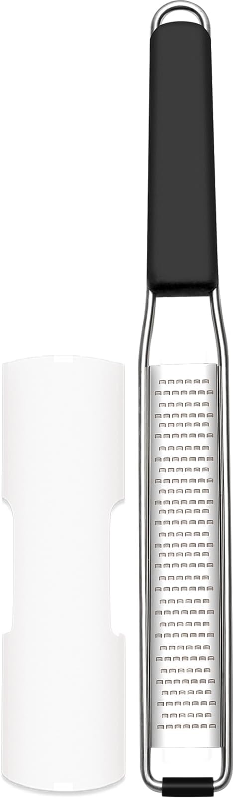 Cambom Lemon & Citrus Zester, Cheese Graters with Stainless Steel Sharp Blade for Parmesan Cheese, Ginger, Garlic, Nutmeg, Chocolate, Vegetables, Fruits, Dishwasher Safe Shredder Fine Blade by Cambom