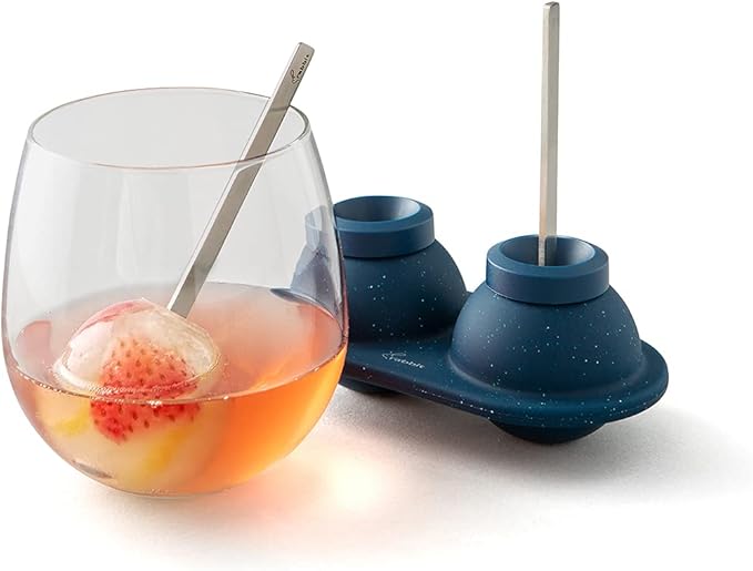 Houdini Swizzle Sphere Ice Mold, 2 Piece Tray, Navy - Image 3